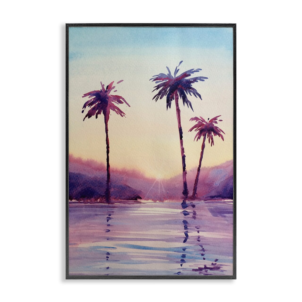 Stupell Industries Purple Hued Palm Trees Framed Giclee Design by Stephanie Fielden